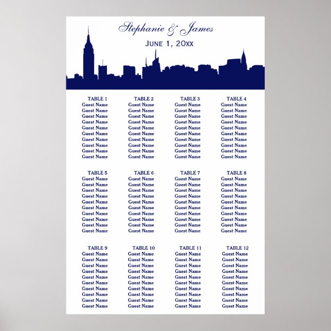 Affiche Silhouette large NYC do-it-yourself BG Bleu (Devant)