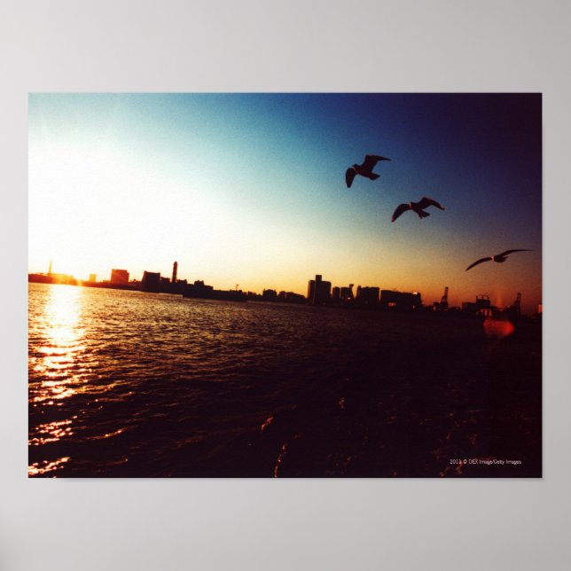 Affiche Silhouetté ligne d'horizon de la baie de Tokyo au  (Devant)