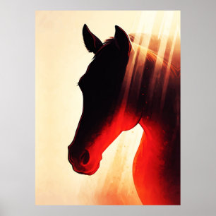 Affiche Silhouette majestueuse de cheval sous l'éclat d'un