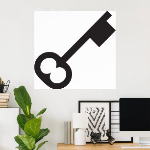 Affiche Silhouette minimaliste à clé Vintage