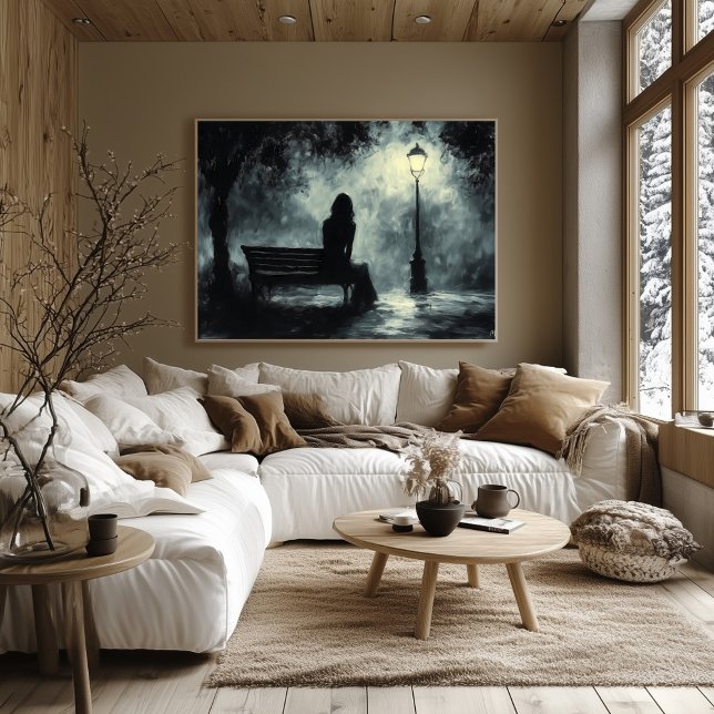 Affiche Silhouette Moody Soir avec Pot Lampe - Charbon (Créateur téléchargé)