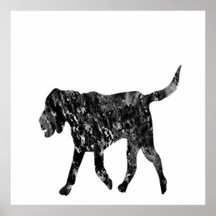 Affiche Silhouette Noire Et Blanche D'Un Chien Beagle Qui 