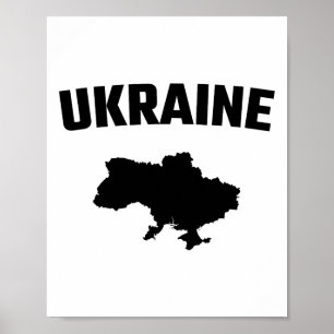 Affiche Silhouette noire isolée d'une carte de l'Ukraine