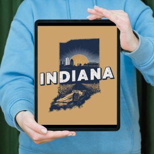 Affiche Silhouette Pittoresque rétro Indiana