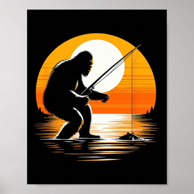 Affiche Silhouette Rétro de Bigfoot Sasquatch Cache-Cache  (Devant)