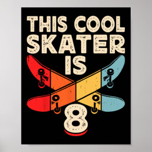 Affiche Silhouette Rétro de Skateboard Skateboardeur Skate