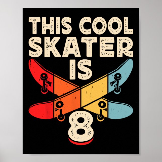 Affiche Silhouette Rétro de Skateboard Skateboardeur Skate (Devant)