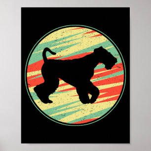 Affiche Silhouette Rétro Vintage de Terrier Airedale Chien