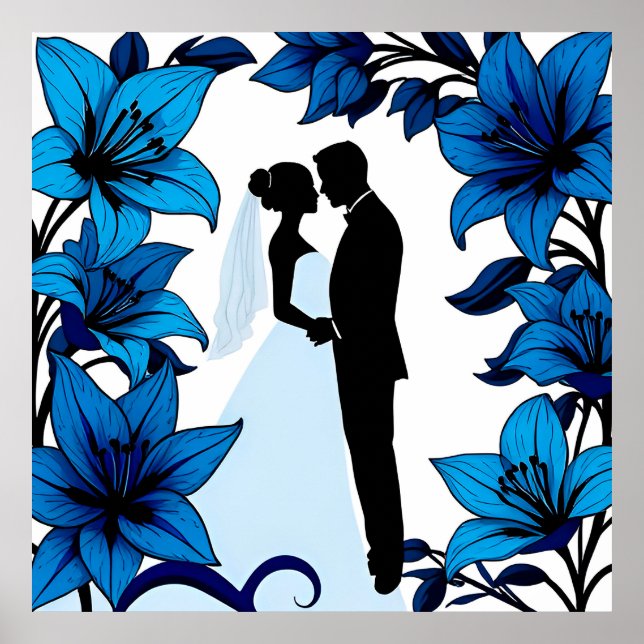 Affiche Silhouette romantique d'un couple (Devant)