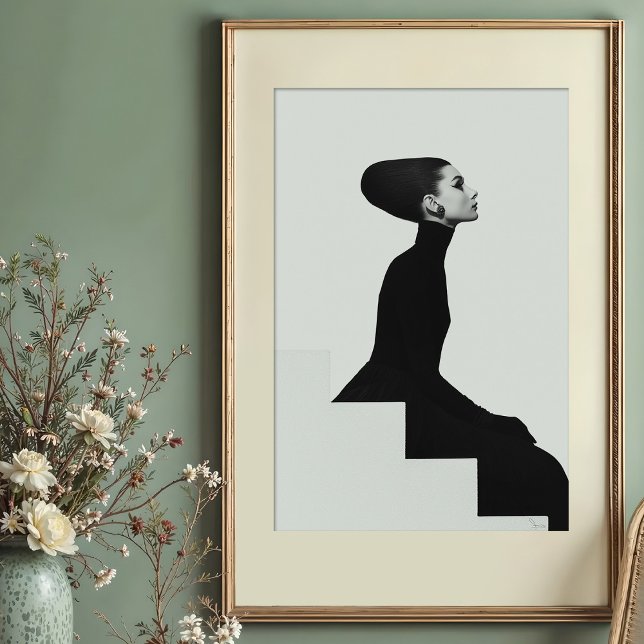 Affiche Silhouette sculpturale : Haute Mode Monochrome (Créateur téléchargé)