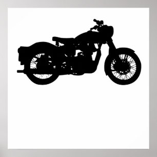 Affiche Silhouette vintage de moto