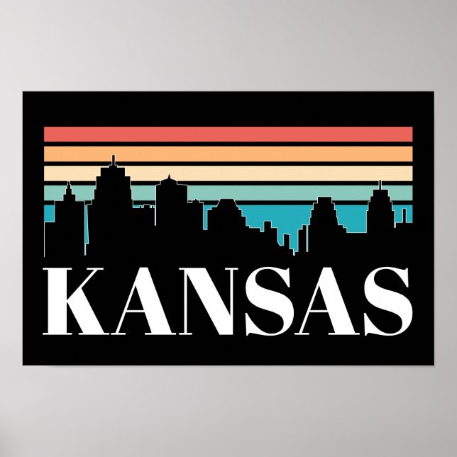 Affiche Silhouette Vintage rétro de Kansas City (Devant)