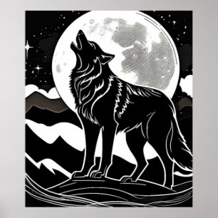 Affiche Silhouette Wolf de nuit