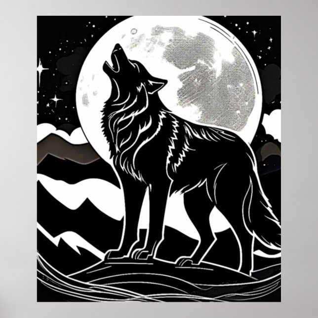 Affiche Silhouette Wolf de nuit (Devant)