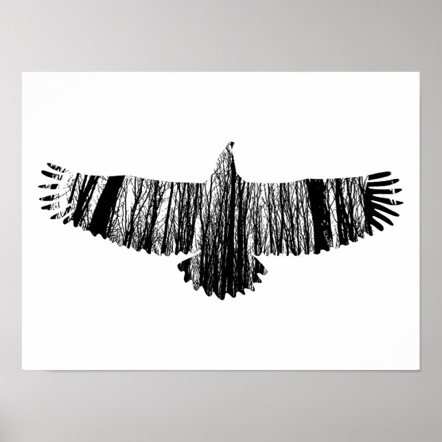 Affiche Silhouettes d'aigle Abstrait Nature Art animal (Devant)