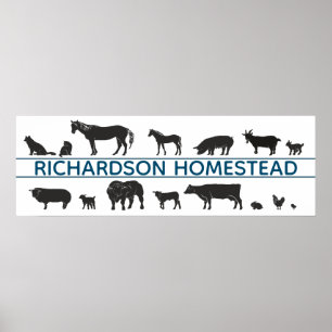 Affiche Silhouettes d'animaux de ferme Homestead personnal