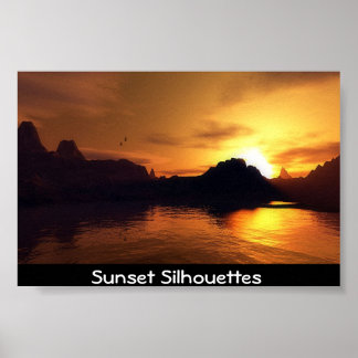 Affiche Silhouettes de coucher de soleil