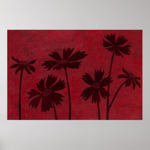 Affiche Silhouettes de Flowerhead sur l'arrière - plan
