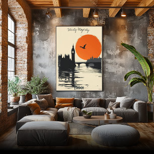 Affiche Silhouettes de Londres - Réflexions sur Tower Brid