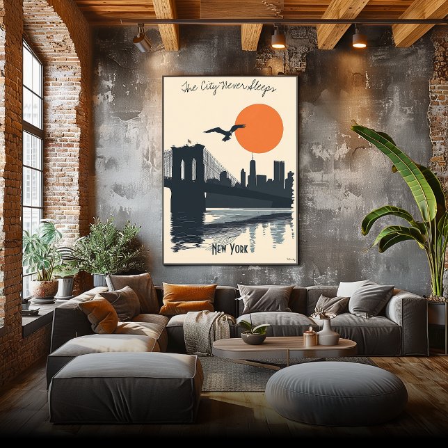 Affiche Silhouettes de New York City - Reflets de l'horizo (Créateur téléchargé)