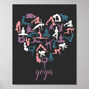 Affiche Silhouettes de Yoga Love