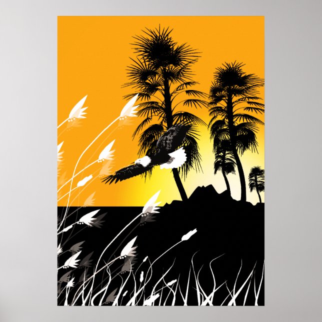 Affiche silhouettes d'été désert aigle (Devant)