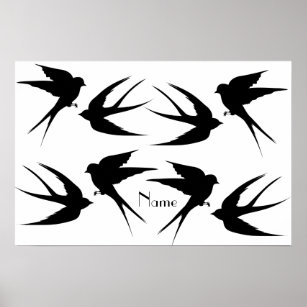 Affiche Silhouettes d'oiseaux hirondelles Thunder_Cove