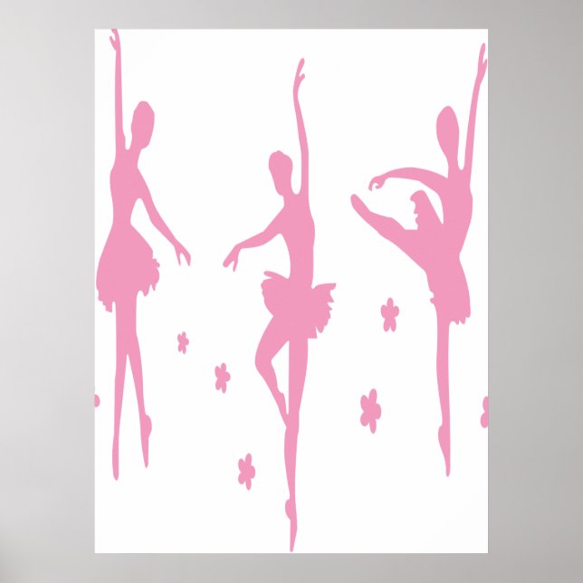 Affiche Silhouettes Filles Ballerina En Rose (Devant)