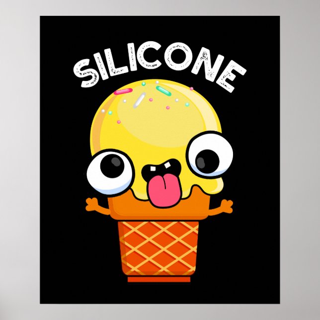 Affiche Silicone Funny Crème de glace Cone Pun Dark BG (Devant)