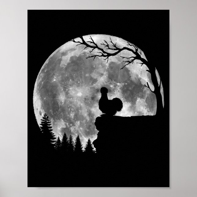 Affiche Silkie Chicken Moon Silhouette Funny Lazy Hallowee (Devant)