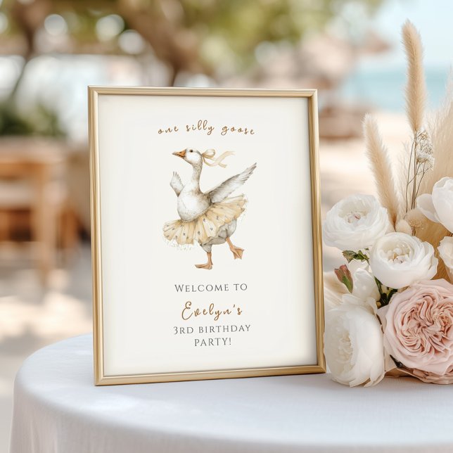 Affiche Silly Goose 3rd Birthday Watercolor Welcome (Créateur téléchargé)