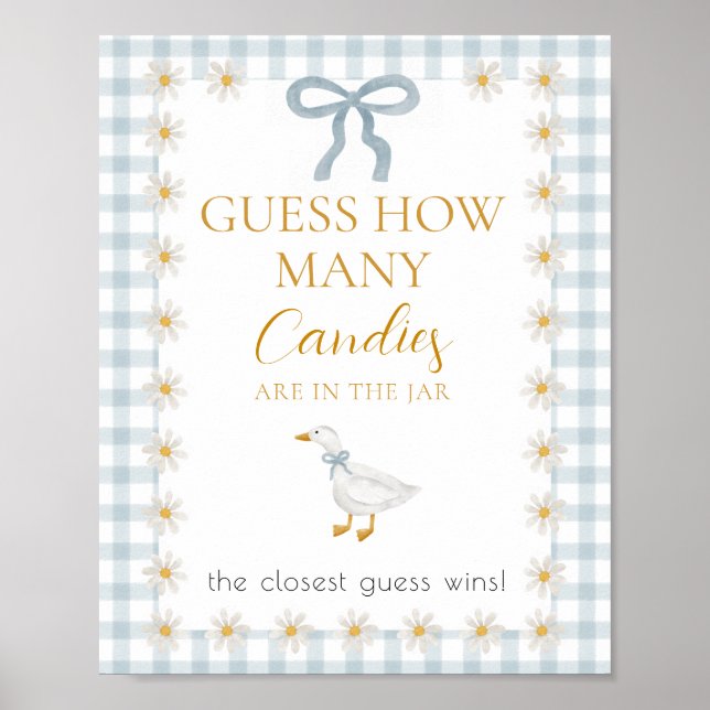 Affiche Silly Goose Blue Baby Shower Guess How Many  (Devant)