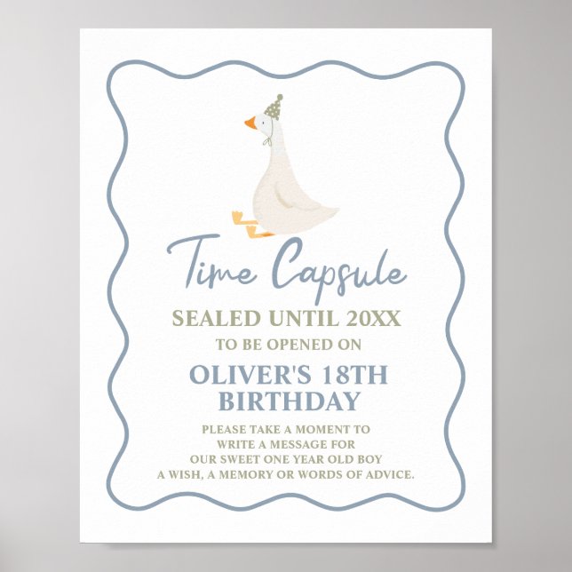 Affiche Silly Goose Blue Vert 1er Anniversaire heure Capsu (Devant)