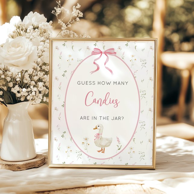 Affiche Silly Goose Girl Baby shower Devinez combien de je (Créateur téléchargé)