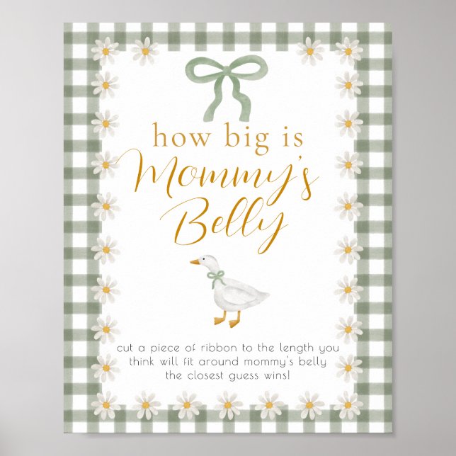 Affiche Silly Goose Green Gingham Baby Shower Game  (Devant)