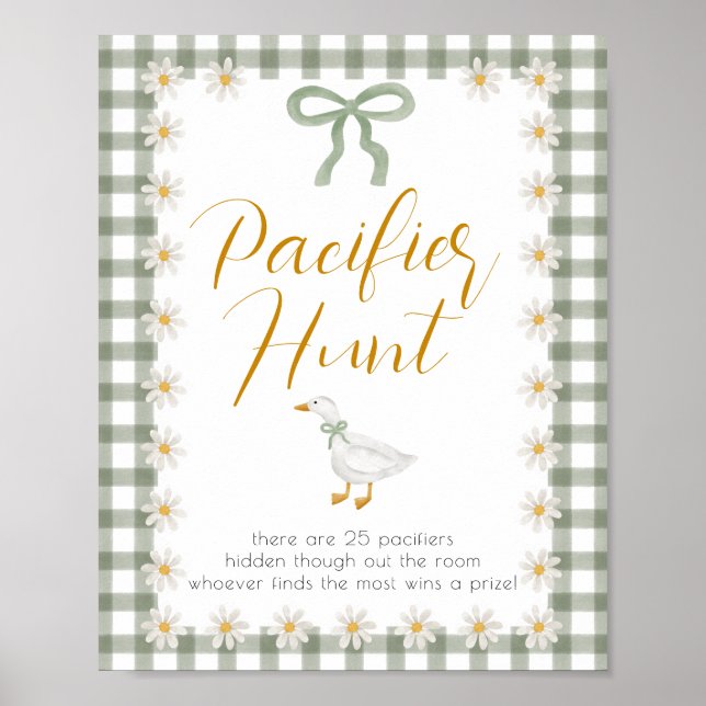 Affiche Silly Goose Green Gingham Pacifier Hunt Game (Devant)