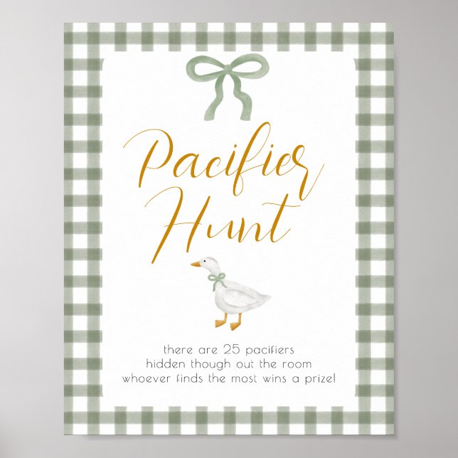 Affiche Silly Goose Green Gingham Pacifier Hunt Game (Devant)