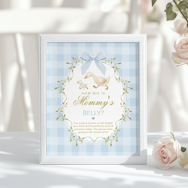 Affiche Silly Goose How big is belly Blue Gingham (Créateur téléchargé)