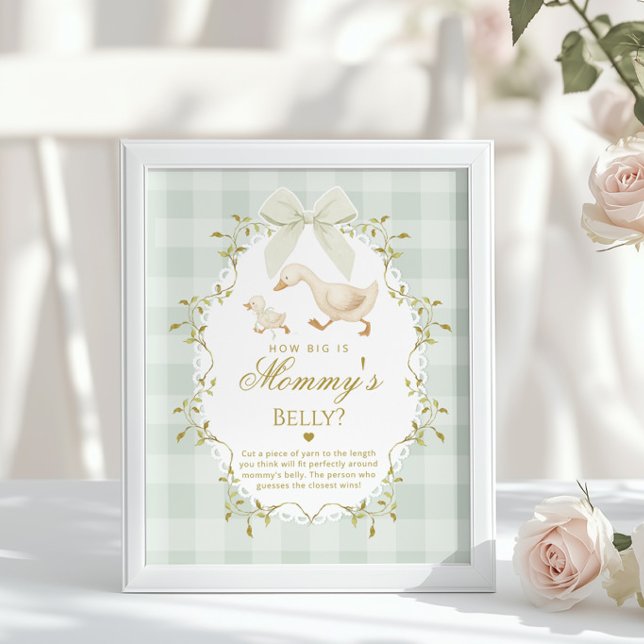 Affiche Silly Goose How big is her belly Sage Gingham (Créateur téléchargé)