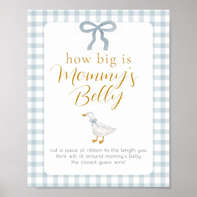 Affiche Silly Goose Mommys Belly Baby Shower Game Sign (Devant)