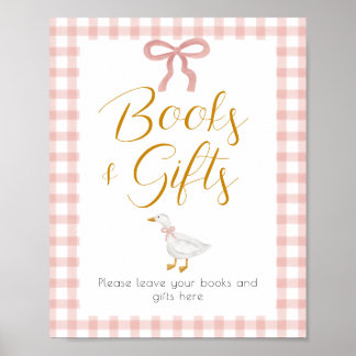 Affiche Silly Goose Pink Gingham Baby Shower Gift Table