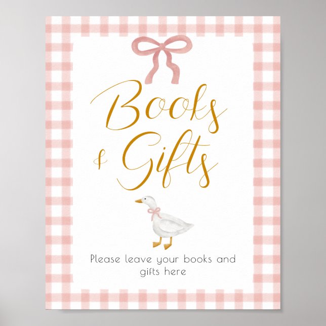 Affiche Silly Goose Pink Gingham Baby Shower Gift Table (Devant)