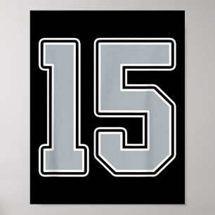 Affiche Silver Black Blanc Numéro 15 Joueur Jersey Uniform