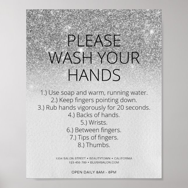 Affiche Silver Covid Health Safety Parties scintillant Coi (Devant)