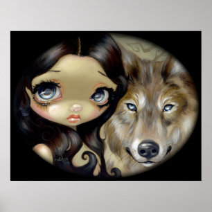 Affiche Silver Eyed Wolf ART IMPRIMER gothique grand oeil 