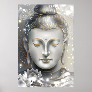 Affiche Silver & Gold Buddha Lotus