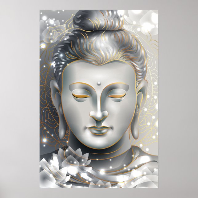 Affiche Silver & Gold Buddha Lotus (Devant)