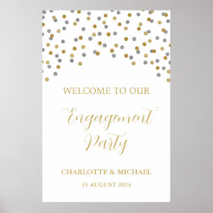 Affiche Silver Gold Engagement Party Personnalisé 20x30