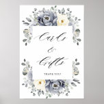 Affiche Silver Grey Ivory Floral Winter Boho Cards & Gifts<br><div class="desc">Elegant floral winter wedding cards and gifts poster features elegant grey ,  ivory and silver watercolor flower bouquet frosty-hued greenery. Please contact me for any help in customization or if you need any other product with this design.</div>