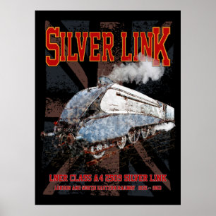 Affiche Silver Link LNER Classe A4 2509 Locomotive drapeau